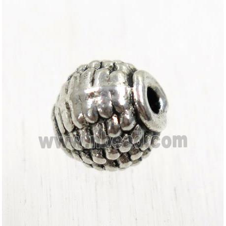 round tibetan silver zinc beads, non-nickel