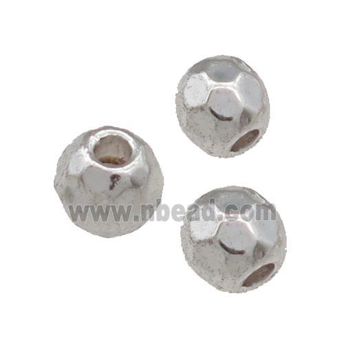 Tibetan Style Zinc Round Beads Faceted Antique Silver
