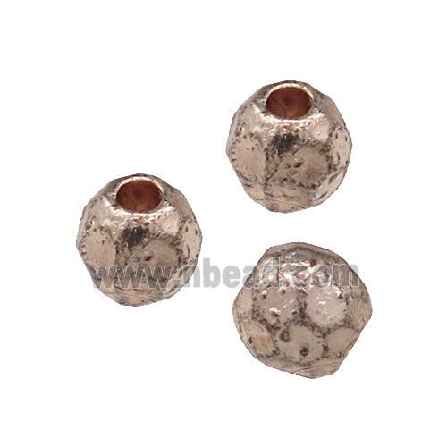 Tibetan Style Zinc Round Beads Faceted Rose Gold