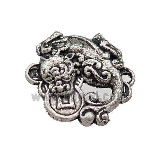 Tibetan Style Zinc Pixiu Charms Connector Antique Silver