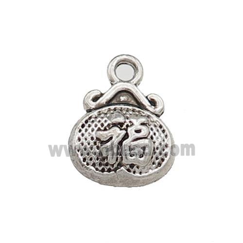 Tibetan Style Zinc Fu Pendant Antique Silver