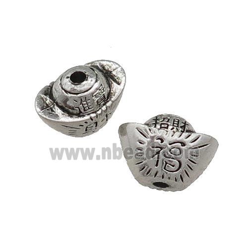 Tibetan Style Zinc Yuanbao Beads Antique Silver