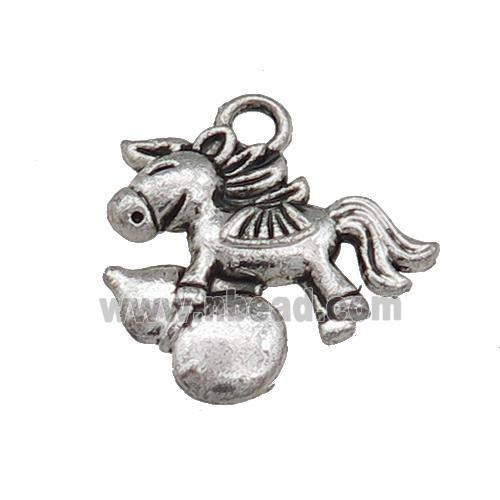Tibetan Style Zinc Horse Pendant Antique Silver