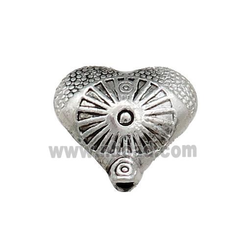 Tibetan Style Zinc Heart Beads Antique Silver