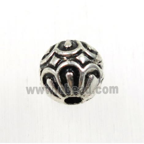 round tibetan silver zinc beads, non-nickel