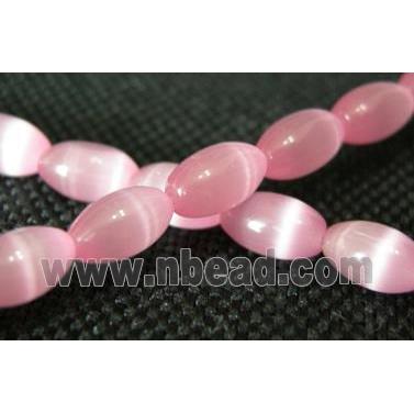 Cats eye beads, rice shape, pink