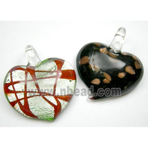 Mix Handmade Foil Glass Heart Hanger