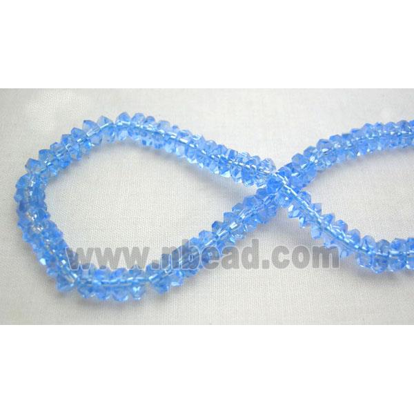 hand-faceted rondelle Glass Beads, blue