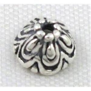 Thailand Sterling Silver beadcaps, antique silver, approx 6mm dia