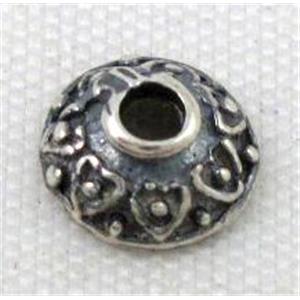 Thailand Sterling Silver beadcaps, antique silver, approx 6.5mm dia