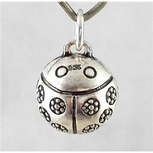 Thailand Sterling Silver bead, bell, antique silve, approx 10-12mm