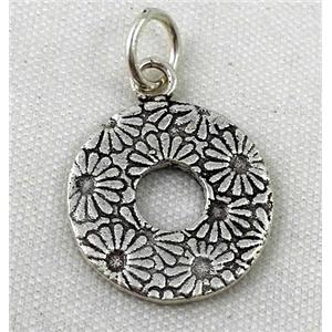 Thailand Sterling Silver pendant, antique silve, approx 14mm