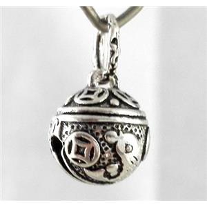 Thailand Sterling Silver pendant, bell, antique silve, approx 9.5mm