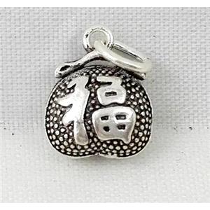 Thailand Sterling Silver pendant, antique silve, approx 10-14mm