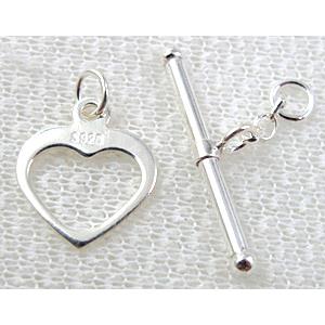 Sterling Silver Toggle Clasp, 14mm dia, stick:25mm