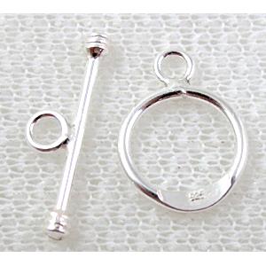 Sterling Silver Toggle Clasp, 12mm dia,stick:21mm