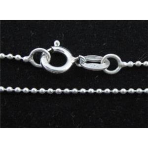 Sterling Silver necklace, round ball chain, 1mm thickness, approx 16 inch(40cm)length