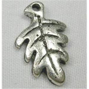 Tibetan Silver leaf pendants, 14mm length