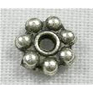Tibetan Silver Daisy Spacer, 5mm diameter
