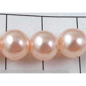 pearlized plastic beads, round, lt.pink, 8mm dia, approx 1900pcs