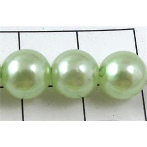 pearlized plastic beads, round, lt.green, 8mm dia, approx 1900pcs
