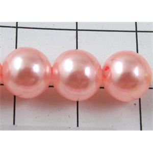 pearlized plastic beads, round, pink, 8mm dia, approx 1900pcs