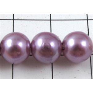 pearlized plastic beads, round, purple, 8mm dia, approx 1900pcs