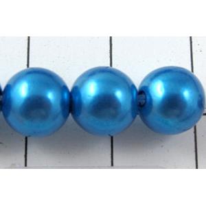 pearlized plastic beads, round, blue, 8mm dia, approx 1900pcs
