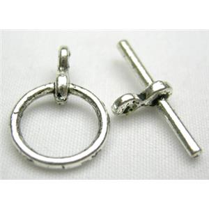 Tibetan Silver toggle clasps, ring:11mm dia, stick:19mm length