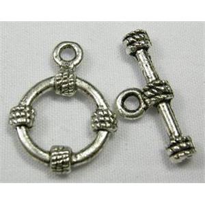 Tibetan Silver toggle clasps, ring:13mm dia, stick:19mm length