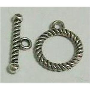 Tibetan Silver toggle clasps, ring:13mm dia,  stick:18mm length