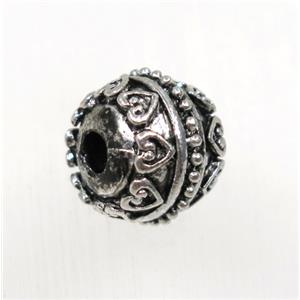 tibetan silver zinc beads, barrel, non-nickel, approx 9.5x12.5mm