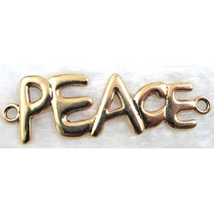 PEACE sign, Gold Tibetan Silver Charms Non-Nickel, 70x22mm