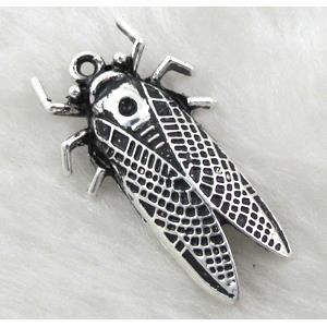 Tibetan Silver cicada pendant Non-Nickel, 20x30mm