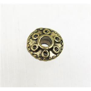 tibetan silver zinc rondelle beads, non-nickel, antique gold, approx 8mm dia, 2.5mm hole