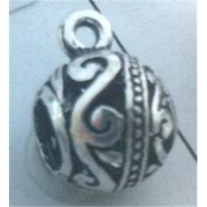 Round tibetan silver hanger, lead free and nickel free, approx 11mm dia, 4.5mm hole