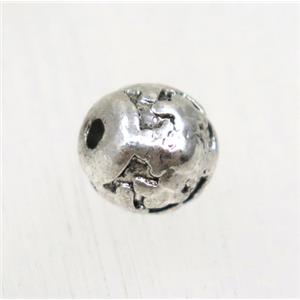 round tibetan silver zinc beads, non-nickel, approx 7.5mm dia