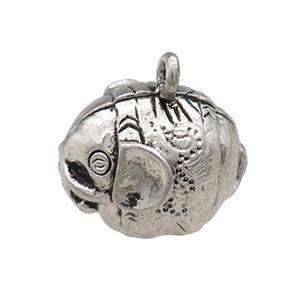 Tibetan Style Zinc Elephant Charms Pendant Antique Silver, approx 14-17mm