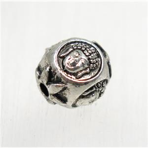 tibetan silver zinc beads, non-nickel, approx 10mm dia