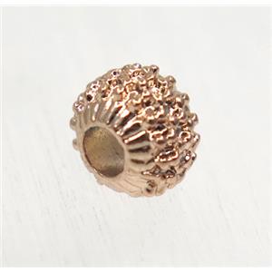 tibetan silver zinc beads, non-nickel, rose gold, approx 8mm dia, 3mm hole