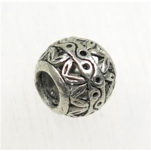 round hollow tibetan silver zinc beads, non-nickel, approx 8mm dia, 4mm hole