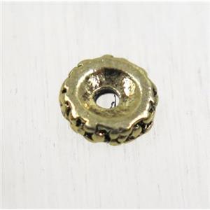 tibetan silver zinc beadcap, non-nickel, antique gold, approx 6mm dia