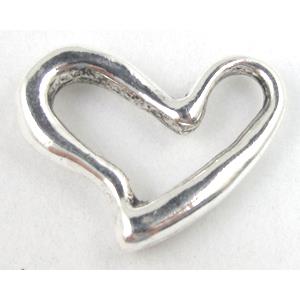 Tibetan Silver heart connector, Non-Nickel, 21x27mm