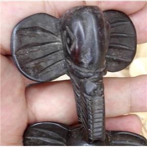 antique cattle bone beads, elephant, black, approx 45x35mm