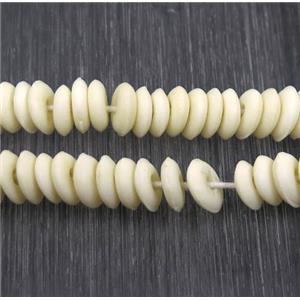 white bone heishi beads, approx 2x6mm, 100pcs per st