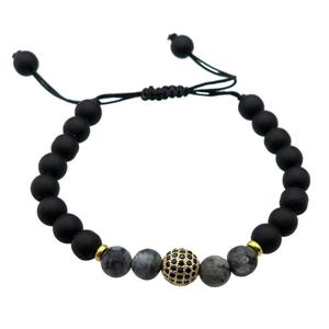 matte black onyx agate bracelet, adjustable, approx 8mm dia