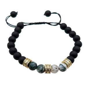 black matte onyx agate bracelet, adjustable, approx 8mm dia