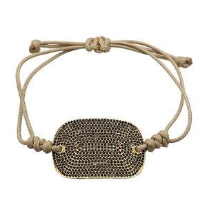 beige Waxed Fabric Bracelet, adjustable, approx 26-40mm