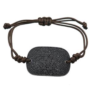 brown Waxed Fabric Bracelet, adjustable, approx 26-40mm