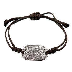 brown Waxed Fabric Bracelet, adjustable, approx 17-31mm